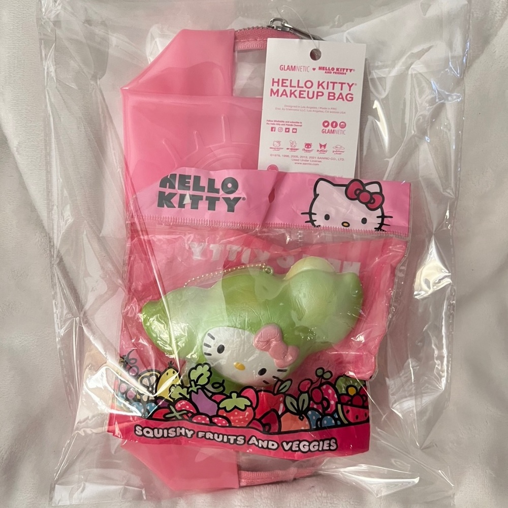 Hello kitty clear cosmetic bag with squishy